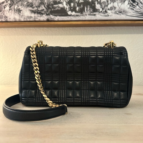 Burberry Small Lola Quilted Lambskin Bag Black Gold - Picture 2 of 13